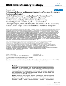 Molecular Phylogeny and Taxonomic Revision of the Sportive Lemurs