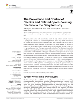 The Prevalence and Control of Bacillus and Related Spore-Forming Bacteria in the Dairy Industry
