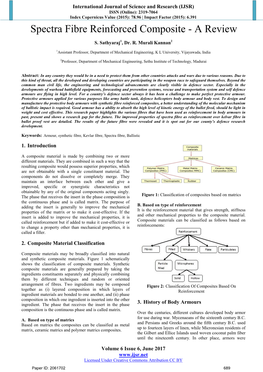 Spectra Fibre Reinforced Composite - a Review