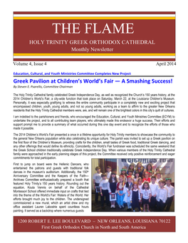 THE FLAME HOLY TRINITY GREEK ORTHODOX CATHEDRAL Monthly Newsletter