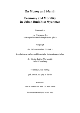 On Money and Mettā: Economy and Morality in Urban Buddhist Myanmar