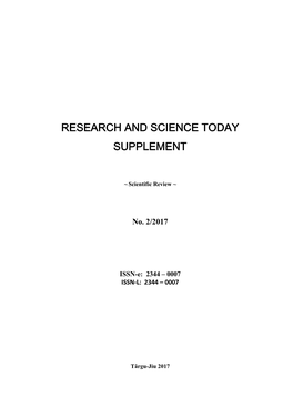 Research and Science Today Supplement No. 2/2017