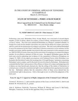 IN the COURT of CRIMINAL APPEALS of TENNESSEE at NASHVILLE March 23, 2010 Session