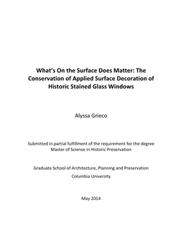 The Conservation of Applied Surface Decoration of Historic Stained Glass Windows