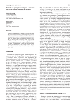 Remarks on Synonyms of European Larinioides Species (Arachnida