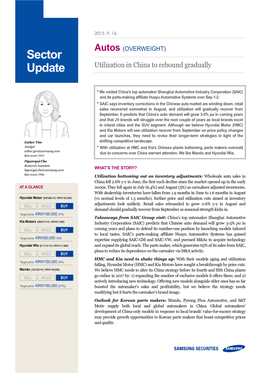 Sector Update Utilization in China to Rebound Gradually