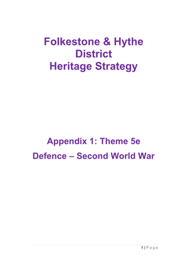 Theme 5E Defence – Second World War