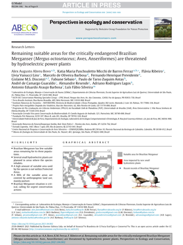 (Mergus Octosetaceus; Aves, Anseriformes) Are Threatened