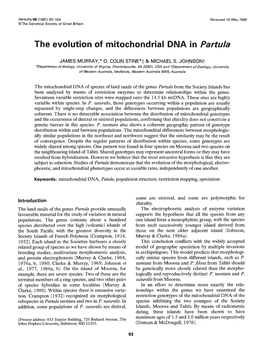 The Evolution of Mitochondrial DNA in Partula