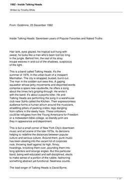 1992 - Inside Talking Heads
