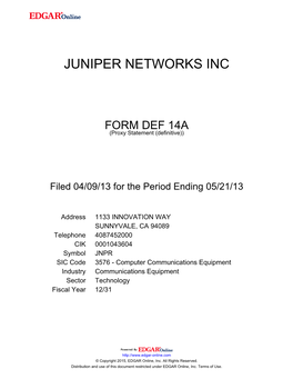 Juniper Networks Inc