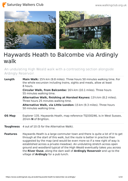 Haywards Heath to Balcombe Via Ardingly Walk