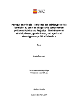 L'influence Des Stéréotypes Liés À L'ethnicité, Au Genre Et