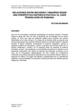 Relaciones Entre Mayorías Y Minorías Desde Una Perspectiva Histórico-Política