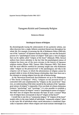 Yanagawa Keiichi and Community Religion