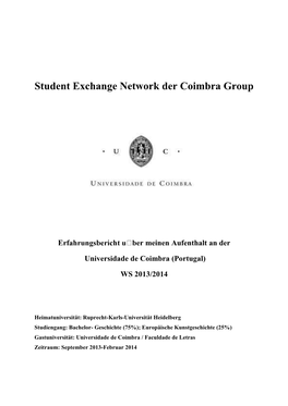 Student Exchange Network Der Coimbra Group