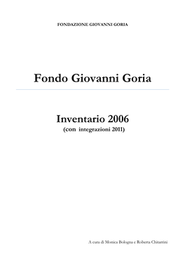 Fondo Giovanni Goria