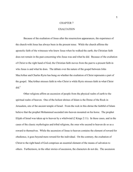 1 CHAPTER 7 EXALTATION Because of the Exaltation of Jesus After The