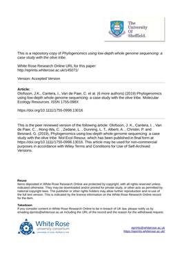 Phylogenomics Using Low-Depth Whole Genome Sequencing: a Case Study with the Olive Tribe