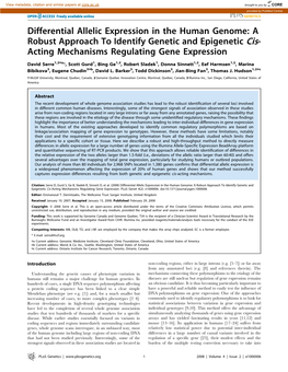 Differential Allelic Expression in the Human Genome: a Robust Approach to Identify Genetic and Epigenetic Cis- Acting Mechanisms Regulating Gene Expression