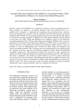 Concept of Revenue, Expenses and Liabilities in Accounting for Zakat, Waqf and Baitulmal in Malaysia: an Analysis from Shariah Perspective