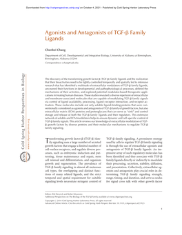 Agonists and Antagonists of TGF-Β Family Ligands