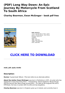 1710B86 (PDF) Long Way Down: an Epic Journey by Motorcycle from Scotland to South Africa Charley Boorman, Ewan Mcgregor