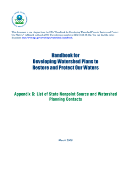 List of State Nonpoint Source and Watershed Planning Contacts (PDF)