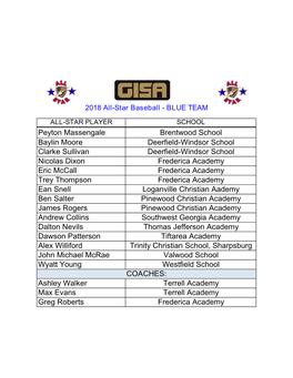 2018 GISA Baseball