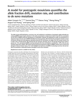 A Model for Postzygotic Mosaicisms Quantifies the Allele Fraction Drift, Mutation Rate, and Contribution to De Novo Mutations