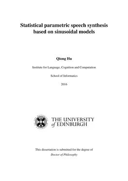 Statistical Parametric Speech Synthesis Based on Sinusoidal Models
