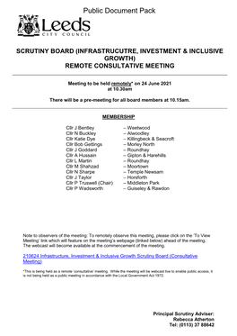 Scrutiny Board (Infrastrucutre, Investment & Inclusive Growth)