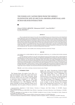 The Fossils of Castor Fiber from the Middle Pleistocene Site of Gruta Da Aroeira (Portugal) and Human-Beaver Interaction