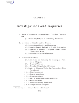 Investigations and Inquiries