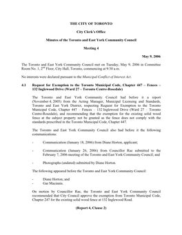 Minutes of the Toronto and East York Community Council