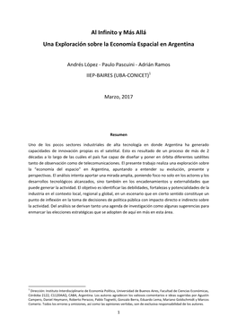 Al Infinito Y Más Allá Una Exploración Sobre La Economía Espacial En Argentina