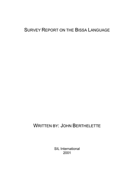 Survey Report on the Bissa Language
