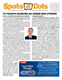 Tv Fourth Quarter Ad Spend Was Strong