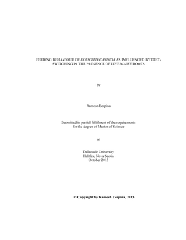 Feeding Behaviour of Folsomia Candida As Influenced by Diet- Switching in the Presence of Live Maize Roots