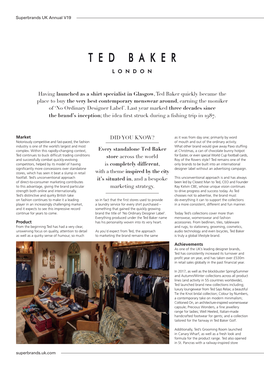 Having Launched As a Shirt Specialist in Glasgow, Ted Baker Quickly