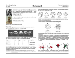 Platonic Hydrocarbons 02/15/06 Background Ryan Shenvi