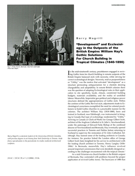 Development" and Ecclesiol­ Ogy in the Outposts of the British Empire: William Hay's Gothic Solutions for Church Building in Tropical Climates (1840-1890)