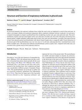 Structure and Function of Respiratory Turbinates in Phocid Seals