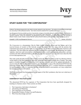 Study Guide for “The Corporation”