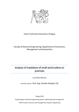 Analysis of Installation of Small Wind Turbine on Premises