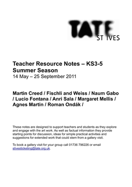 KS3-5 Summer Season 14 May – 25 September 2011