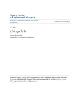 Chicago Bulls James Pokrywczynski Marquette University, James.Pokro@Marquette.Edu