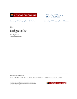 Refugee Limbo Ben Hightower University of Wollongong