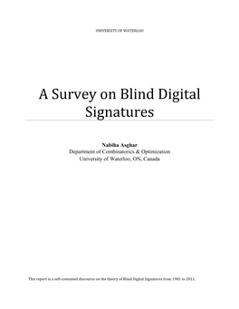 A Survey on Blind Digital Signatures