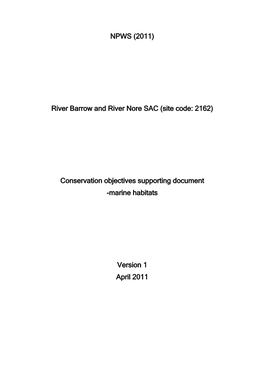 NPWS (2011) River Barrow and River Nore SAC (Site Code: 2162